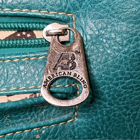 American Bling Turquoise Embossed Handbag - Picture 7 of 16